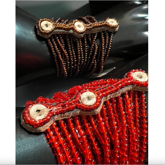 Handcrafted Multi-Strand Necklace & Bracelet Set; Made of Natural Materials - Picture 6 of 6